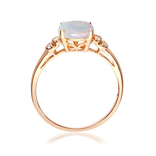 Gin & Grace 10K Rose Gold Natural Australian Opal Ring With Real Diamonds For Women | Ethically, Authentically & Organically Sourced (Oval) Shaped Opal Hand-Crafted Jewelry For Her #TOP1