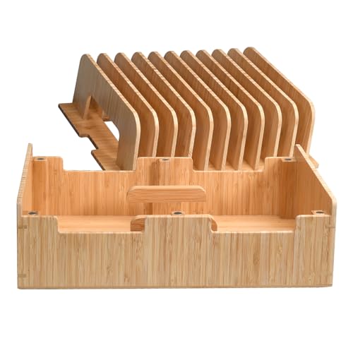 MobileVision Bamboo 12-Port Charging Station & Docking Organizer for Smartphones & Tablets, Family-Sized, for use in Corporate Offices & Classrooms (With 2 Bamboo Caddy Add Ons Included) by MobileVision - Image 5
