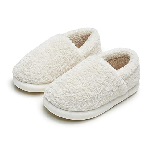 Pantoufles Maison Femme Hiver Chaussons en Mousse à Mémoire pour Femmes Micro Suede Fuzzy Plush Lined Cozy Slippers Ladies House Sliders Plush Anti-Skid Indoor/Outdoor, blanc, 37/38 EU Cover