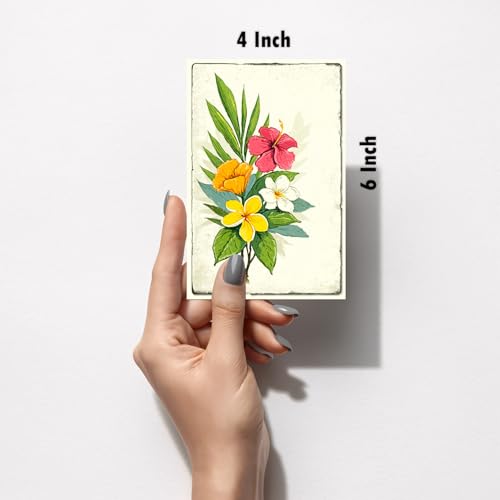Image of SiddArtify Tropical Floral Wall Art Prints Set - Botanical Flower Poster Decor for Living Room Bedroom Office - Set of 2-4x6 Inch - Board (Pack of 6) - Sticker (Pack of 6)