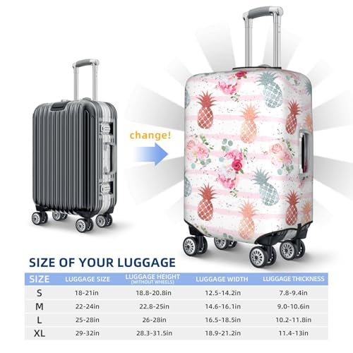 Striped Flower Pineapple Travel Luggage Cover for Suitcase Anti-Scratch Fashion Suitcase Protector Washable Elastic Baggage Covers Fits 18-21 Inch Luggage for Travel Beach Holiday3