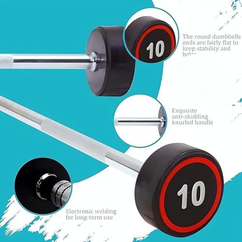 Image of ZEDI Fixed Rubber Straight Barbell 10 KG - 4 Feet Solid Steel Gym Bar with 30 mm Thick Grip | Heavy Duty Preloaded Fixed Weight Bar for Biceps, Triceps, Bench Press & Home Gym Workout