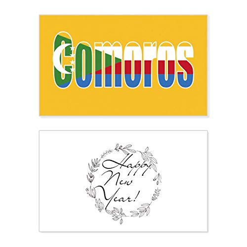 Tarjeta conmemorativa de Año Nuevo de Comoras con bandera nacional para recuerdos