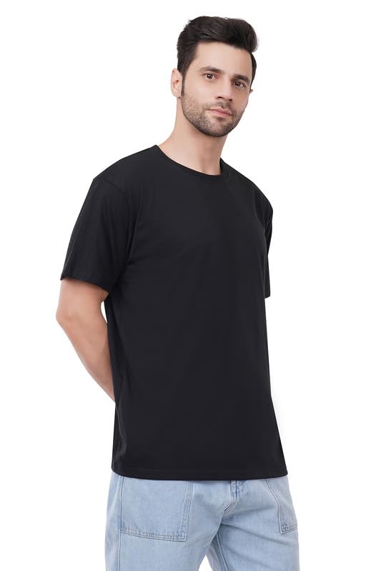 Image of tinies Cotton Tshirt Crew Neck Mens Plain Solid Regular Fit Half Sleeve Mens T-Shirt (Combo Set of 3) Black Size 2XL