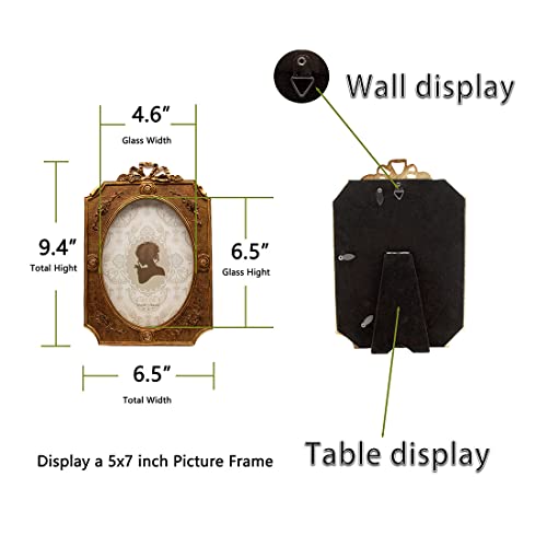 Sikoo Ornate Picture Frames 5X7 Oval Picture Frame Tabletop And Wall Mount Vintage Picture Frame, Antique Wall Art Decor, Photo Gallery(Bronze Gold) #TOP1