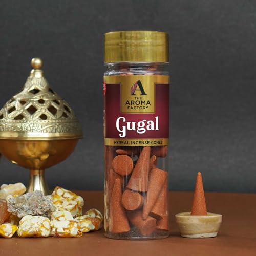 Image of The Aroma Factory Incense Dhoop Cone for Pooja, Gugal (100% Herbal & 0% Charcoal) 2 Bottles x 30 Cones