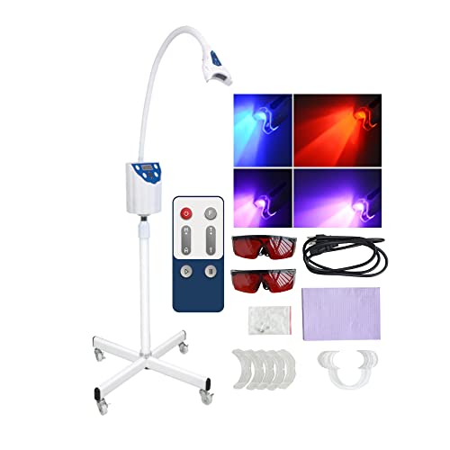 4 Color Teeth Whitening Machine LED Light, Mobile Dental Teeth Whitening Lamp Bleaching, Cold Light Tooth Whitener with Remote Control