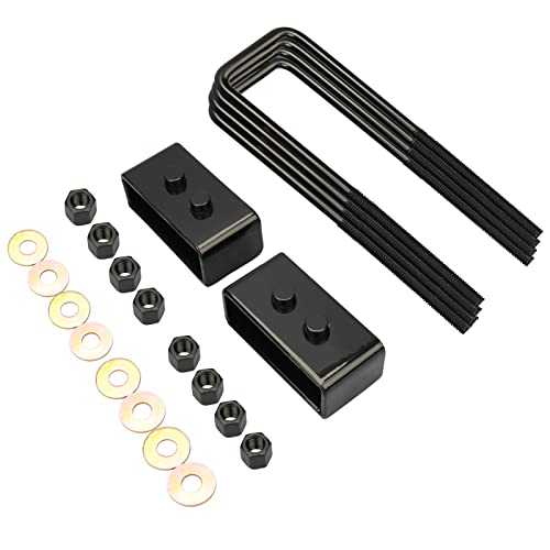 IRONTEK 2" Rear Leveling Lift Block Kit Fit 2004-2019 for Ford F150 2WD 4WD Square Leaf Spring Axle U Bolts Set lift 2 inch