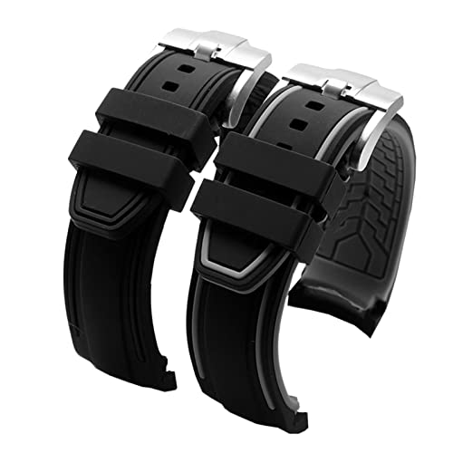 Bracelet caoutchouc silicone pliable 23mm 24mm anti irritation montre - 3