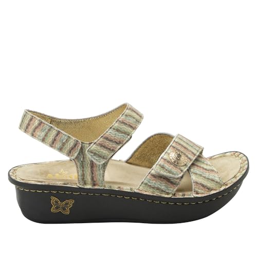 Alegria Women Kelsi Marrone Cross Strap Adjustable Leather Sandal 11.5-12 Wide Width US2