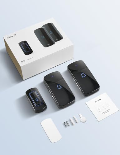 Funkklingel Set, AVANTEK Funk Türklingel Kabellose Hausklingel mit 400m Reichweite, Wasserdicht Funkklingel Außenbereich, 52 Klingeltöne, 5 Lautstärkestufen, 2 Plug-in-Empfänger