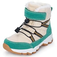 visionreast Boys Girls Wool Lining Snow Boots Winter Walking Boots for Kids Non Slip Unisex-Child Cold Weather Shoes Outdoor Boots Green 1 Little Kid(32)