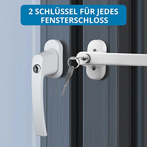 AUTOUTLET Abschließbare Fenstergriffe, 2PCS Aluminium Sicherheitsfenstergriff Fensterschloss Kindersicherung mit Druckknopf & Schloss in Stiftlänge 35mm, Fenster Windows Türgriffe Balkontürgriff(Weiß)