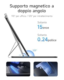 HOU Tastiera Bluetooth per iPad 11a Generazione 2025 (A16) e 10a Generazione 2022, Custodia in Ecopelle con Tastiera, Angolo Ergonomico, Disposizione ltaliana, Blu