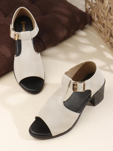 Image of Denill Fancy & Comfortable Brown Heel Sandal with Ankle Strap for women & Girls