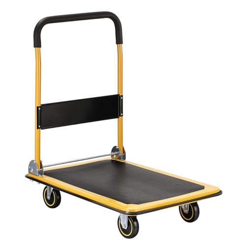Lawazim Foldable Push Cart Dolly - 73x47x83cm, 150kg Capacity - Heavy-Duty Folding Utility Cart with Spacious Platform and Smooth Rolling Wheels -for Warehouse Use, Moving Equipment & Package Delivery