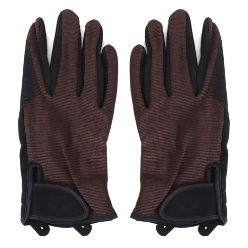 Gants d'équitation couleur café taille L - Gants extensibles et antidérapants