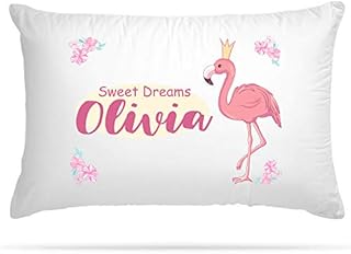 Shopsharks Personalised Pillow Case Flamingo Any Name Print Gift for Kids Girls Bedroom Decoration Boys and Girls
