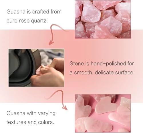 Image of Rose Quartz Gua Sha Massage Tool for Face, Jawline Sculptor, Natural Quartz Stone Guasha Board, Face Sculpting Tool, Acupuncture Therepy Trigger Point Treatment (Light Pink)