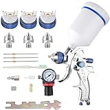 ENDOZER Professional HVLP Spray Gun Set Gravity Feed Air Spray Gun with 1.3, 1.5, 1.8mm Nozzles 20oz 600cc with Gauge for Auto Paint, Primer, Clear/Top Coat & Touch-Up (Not Suitable for Latex Paint)