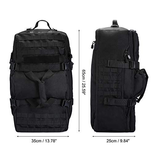 Tactical Multi-functional Travel Duffle Bag Camping Backpack Outdoor Luggage Military Duffel Assault Pack (Black)