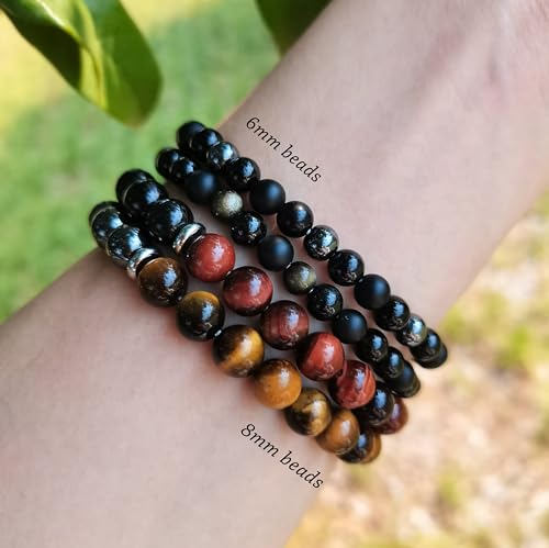 Black Onyx Tourmaline Bracelet Triple Protection Healing Crystal Bracelet Obsidian Hematite Bracelet For Men And Women 6