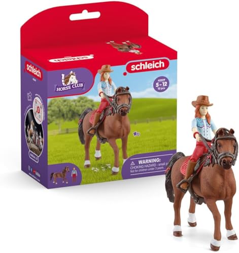 SCHLEICH Horse Club - 10PC Hannah and Cayenne Playset - Horse and Rider Toys for Girls and Boys with Riding Accessories - Imaginative Play Set for Kids Ages 5+ | 42539