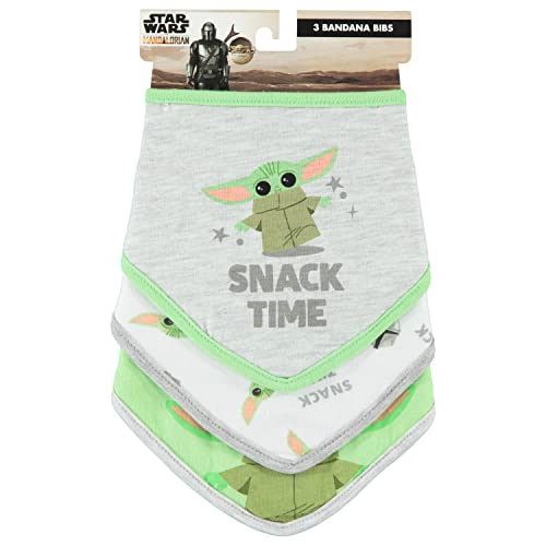 Star Wars Baby Boys Baby Yoda Bandana Bibs 3 Pack Set For Feeding, Teething, And Drooling (Green/White/Grey, 0-12 Months) #TOP2