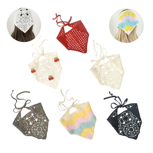 6PCS Crochet Hair Bandana Headbands,Knitted Head Scarf Crochet Ha...