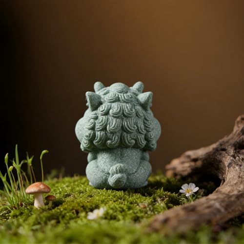 Image of livelyfish Feng Shui Guardian Chi Lin /Kylin /Qi Lin Statue Sandstone Figurine Wealth Good Luck Sculpture Chinese Decor for Fish Tank Aquarium Garden & Patio Micro Yard Bonsai Decoration (M)