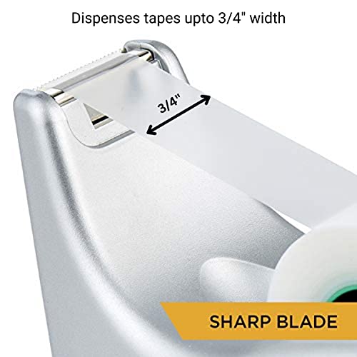 Image of 3M Scotch C60 Desktop Tape Dispenser | For tape rolls with 3 /4 inch Width on 1 inch Core | Silver and Black