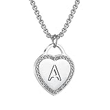 CALIS Women's Silver Initial Necklace Stainless Steel Love Heart Tiny Letter Necklace Personalized Name Jewelry for Girlfriend Gift Alphabet Letter A