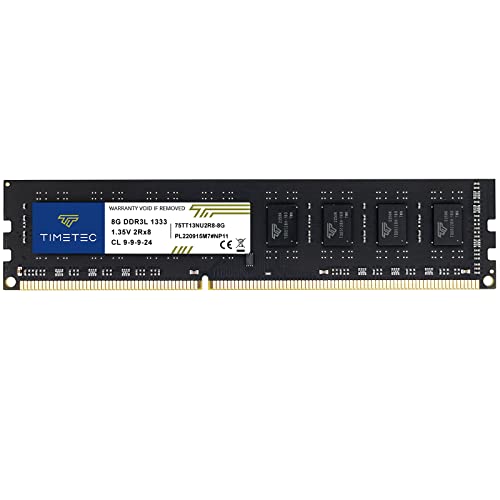 Timetec 8GB DDR3 1333MHz PC3-10600 No ECC Sin búfer 1.5V CL9 2Rx8 Dual Rank 240 Pin UDIMM Actualización de módulo de Memoria RAM de Escritorio (8GB)