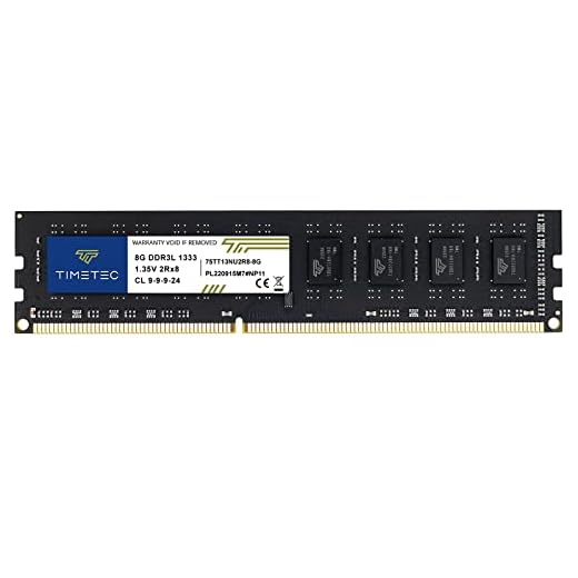 Timetec 8GB DDR3 1333MHz PC3-10600 No ECC Sin búfer 1.5V CL9 2Rx8 Dual Rank 240 Pin UDIMM Actualización de módulo de Memoria RAM de Escritorio (8GB)