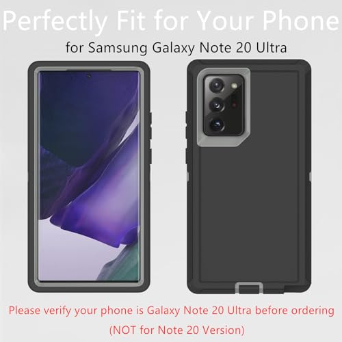 For Samsung Galaxy Note 20 Ultra Case Heavy Duty Protective Case Dustproof Shockproof Protection 3 in 1 Rugged Cover for Samsung Galaxy Note 20 Ultra 69 Inch GreyBlack
