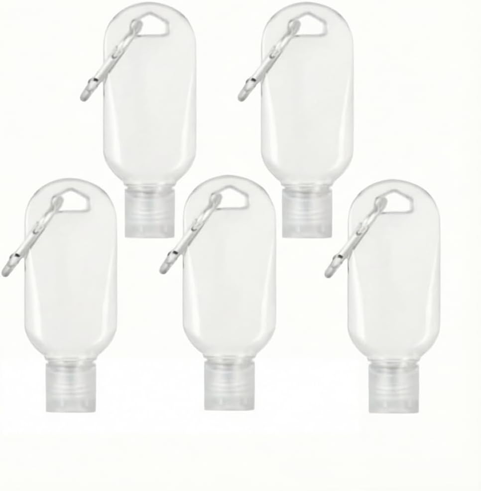 5Pcs Portable Hot Sauce Keychain Bottles - Mini Ketchup Containers for On-The-Go - Mini Hot Sauce Bottles, Refillable Travel Size, 2oz/50ml,Sauces, Gravies and Marinades,Keychain Container