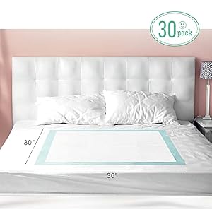 Bed Pads with Adhesive Strips 30'' X 36'' Disposable Underpads Extra Large Thicker Incontinence Pads for Unisex Adult, Senior, Kids and Pet (30 Count) Bed Pads with Adhesive Strips 30” X 36” Disposable Underpads Extra Large Thicker Incontinence Pads for Unisex Adult, Senior, Kids and Pet (30 Count)