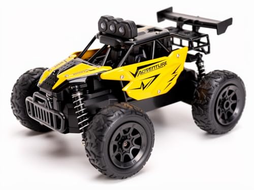 Image of RC Off-Road Buggy Car with Remote Controller, Yellow and Black, 4-Wheel Drive, All-Terrain Toy Vehicle