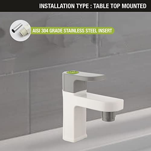 Image of LIPKA Pack of 2 Flora Pillar Tap Faucet | PTMT Water Tap | White /Gray Color | Plastic | Polished