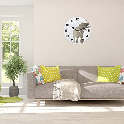 Auuxva Round Wall Clock, Silent Non-Ticking Clock 9.5 Inch, Indian Elephant Abstract, Wall Clocks Home Decor For Living Room, Bathroom, Bedroom, Kitchen, Office Or School #TOP3