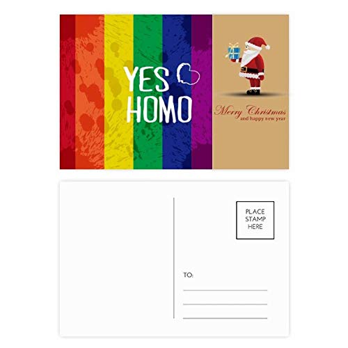 Lot de 20 cartes postales Père Noël arc-en-ciel pour cadeaux LGBT