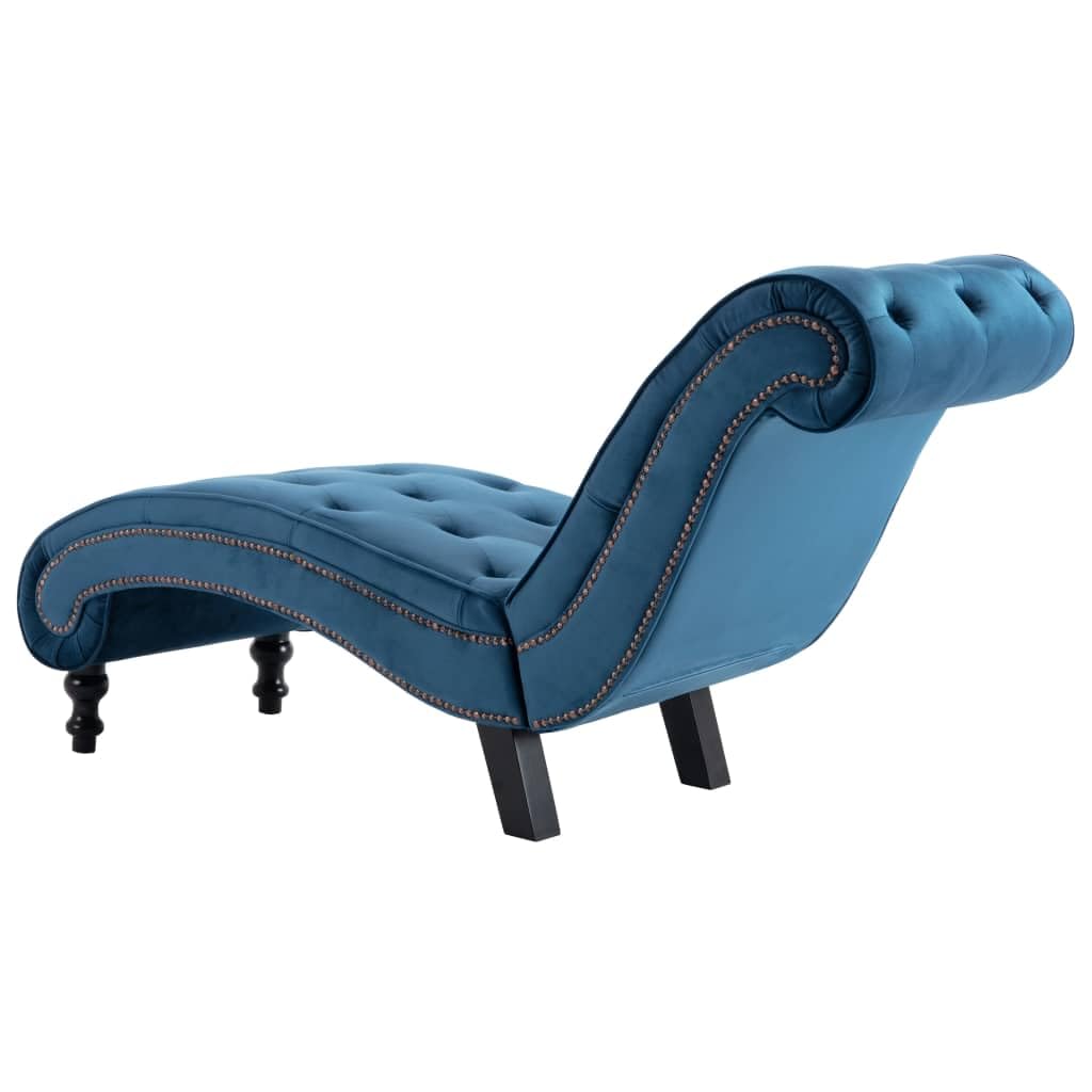 vidaXL Cislonga Imbottita Relax Ergonomica Trapuntata Chaise Lounge Sedia a Sdraio Lusso Elegante Morbida Ottomana Blu in Velluto