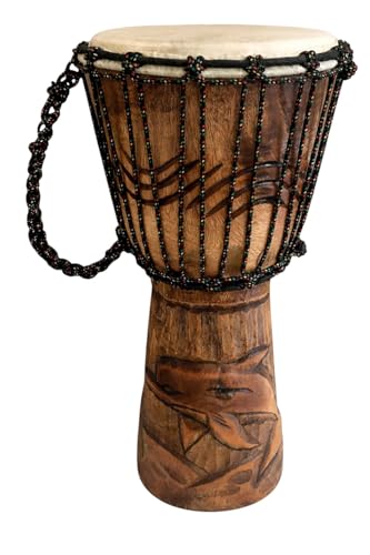 JIVE Djembe Drum African Bongo Congo Wood Drum Deep Carved Solid Mahogany Goat Skin Professional Quality 16" High (Dolphin)