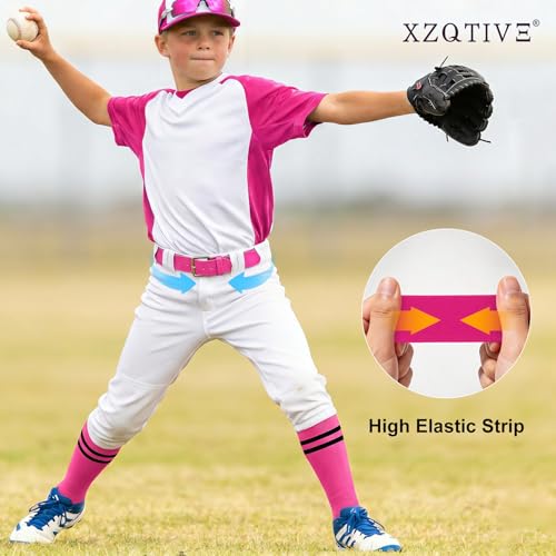 Image of XZQTIVE Baseball Softball Socks and Belt Combo Set Adjustable Softball Socks and Elastic Belt for Kids Youth Adult