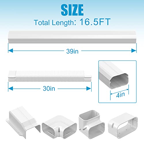 Air Jade 4" W 16.5 Ft Decorative Pvc Line Set Cover Kit, Heavy Duty Tubing Cover Set For Mini Split Air Conditioner, Heat Pumps And Central Ac #TOP1