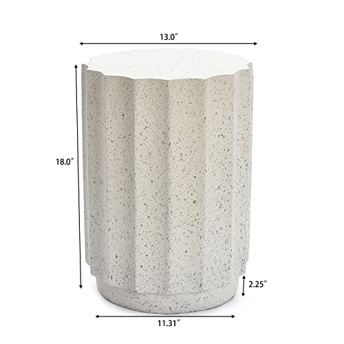 Luxenhome Off White With Gray Cement Indoor Outdoor Stool And Side Table #TOP1