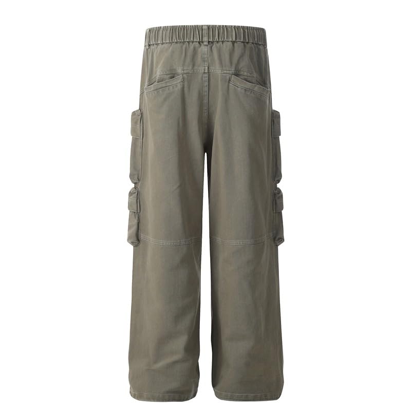 Men's Pants Spring Fall American High Street Functional Multi-Pocket Wide Leg Cargo Trouser for Men4
