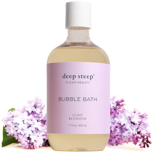 Deep Steep Lilac Blossom Bubble Bath for Women, Hypoallergenic, Clinically Tested, Clean Formula for Sensitive Skin, Sulfate-Free, 17 fl oz Bottle, Essential Bath Accessories