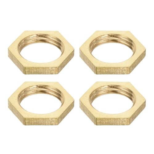 QUARKZMAN G1/4 Dado Bloccaggio Esagonale Raccordo Tubi Dado Sottile Fissaggio Filettato Femmina Controdado per Impianti Idraulici Fissi, Ottone 4pz