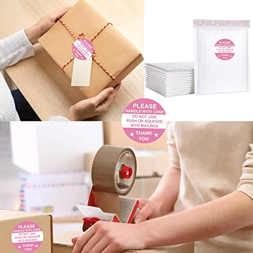 2 Inch Round Pink "Do Not Jam Push Or Squeeze Into Mailbox" Stickers-Handle With Care Shipping Labels 500Pcs Do Not Crush Bend Or Fold Stickers Fragile Warning Shipping Stickers For Mailbox Cartons #TOP1